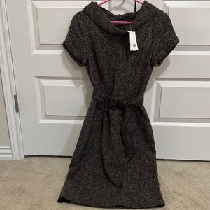 Banana Republic Gray/Brown Sheath Dress Cowl Neck Short Sleeve